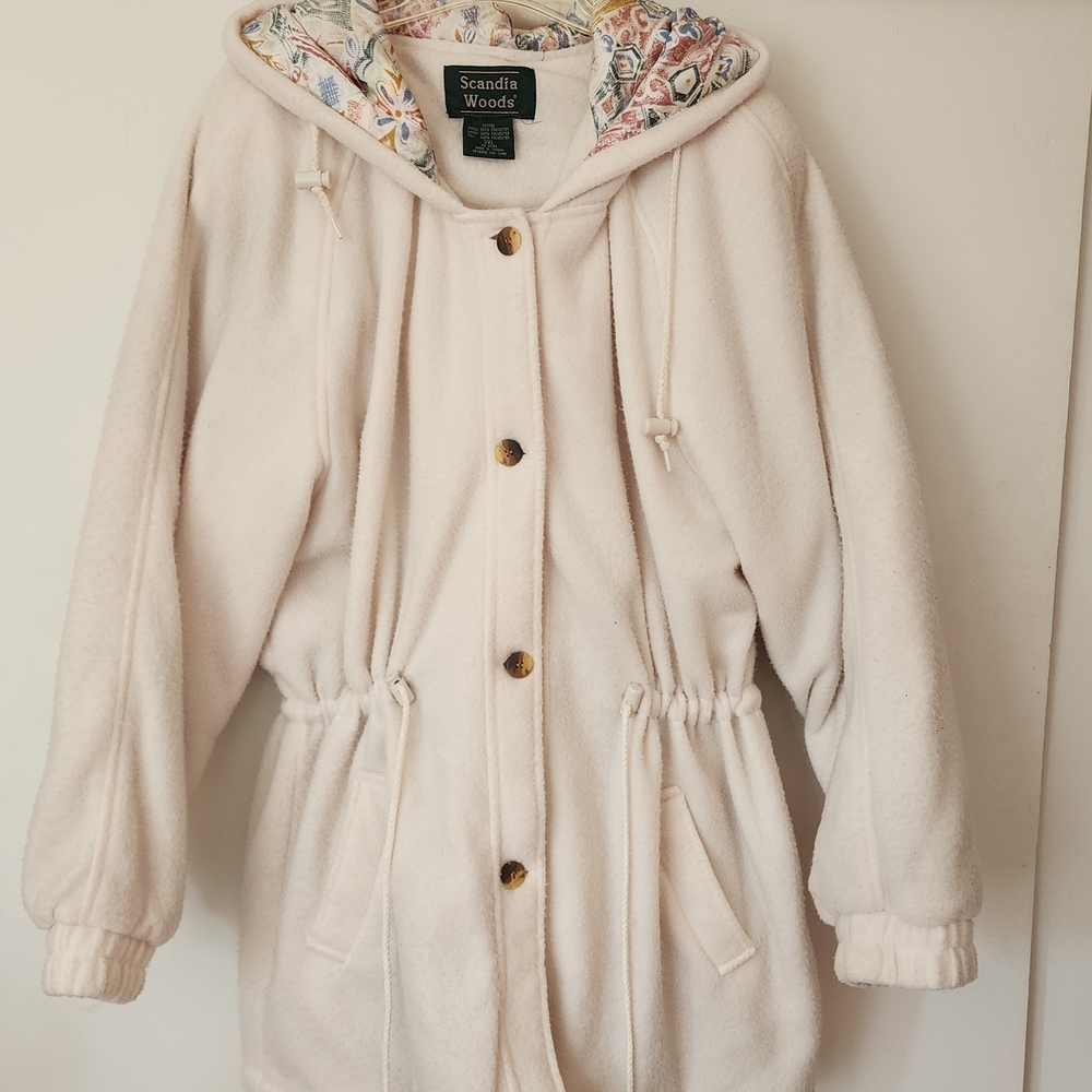Vintage Quilted Lined White Fleece Women's Coat Scandia Woods 2XL Plus Size